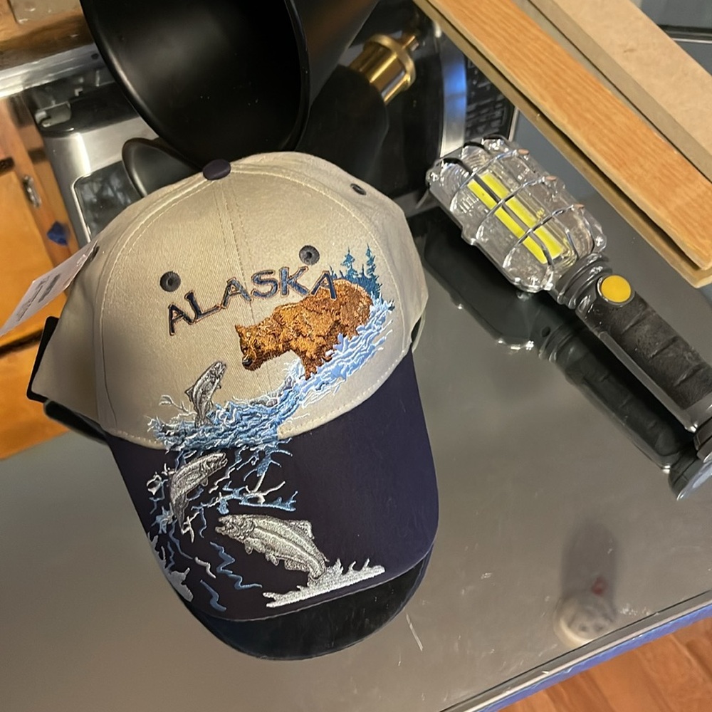 Alaska Embroidered Cap with Bear and Fish Design
